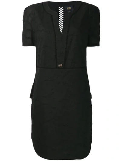 Cavalli Class Embroidered Floral Dress In Black