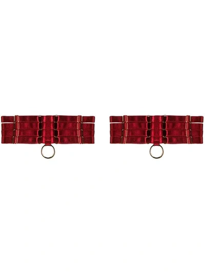 Bordelle Webbed Garters - 红色 In Red