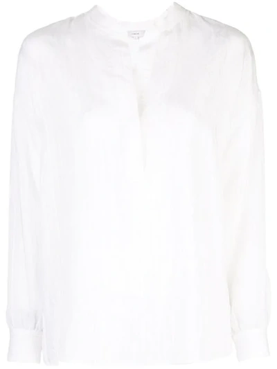 Vince Striped Tunic Style Blouse In White