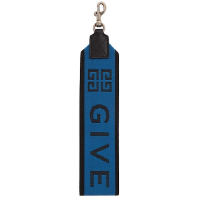 Givenchy Blue & Black Large 4g Logo Keychain