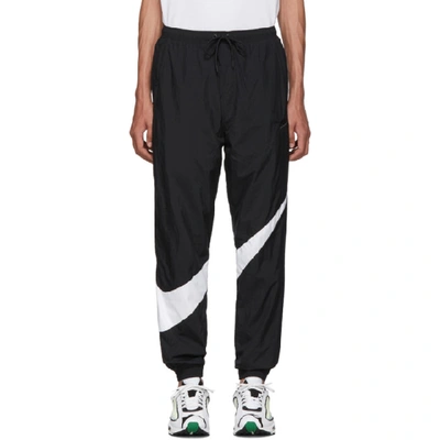 Nike Black And White Swoosh Track Pants In 010blkwht