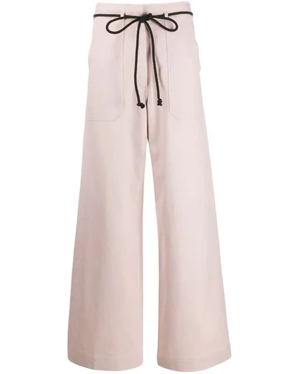 Ann Demeulemeester Drawstring Flared Trousers In Pink