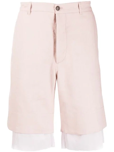 Ann Demeulemeester Layered Hem Shorts In Pink