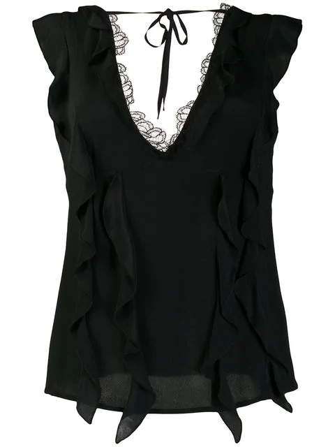 Cavalli Class Lace Trimmed Top In Black | ModeSens