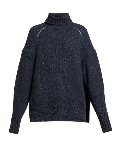Isabel Marant Cashmere Chunky-knit Turtleneck Sweater In Navy
