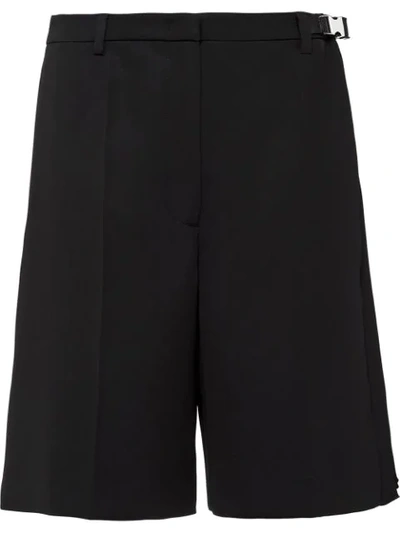 Prada Draped Tech-fabric Shorts In Black