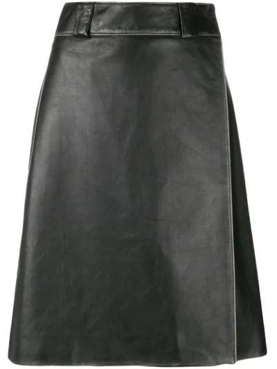 Prada Leather Pencil Skirt In Black