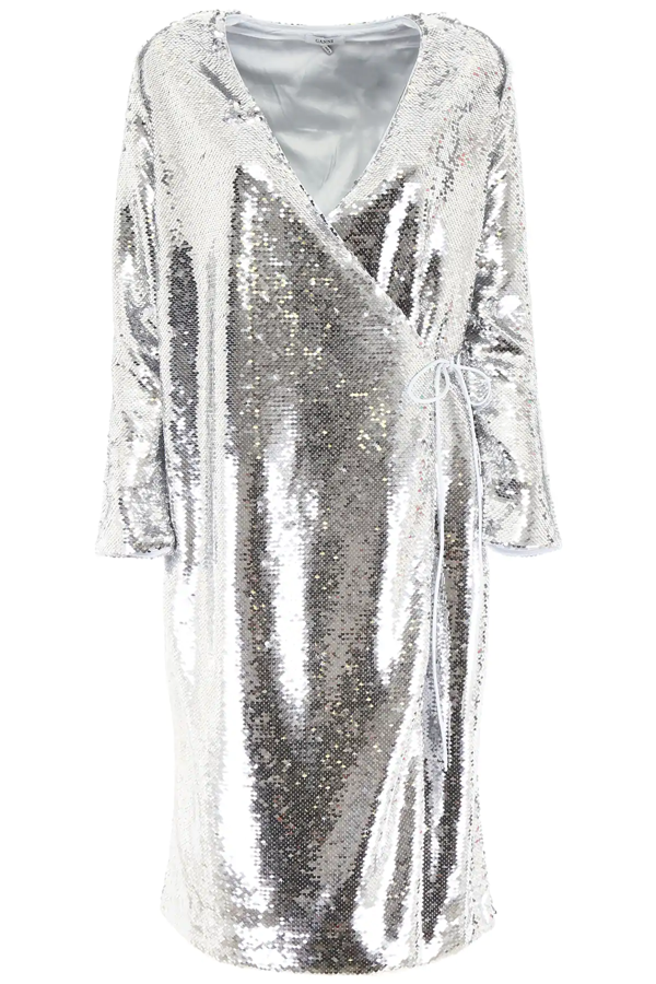 ganni sequin wrap dress
