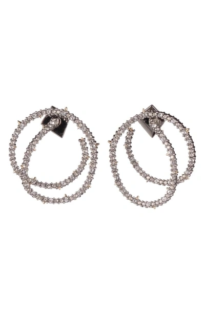 Alexis Bittar Crystal Encrusted Coil Link Earrings In Silver