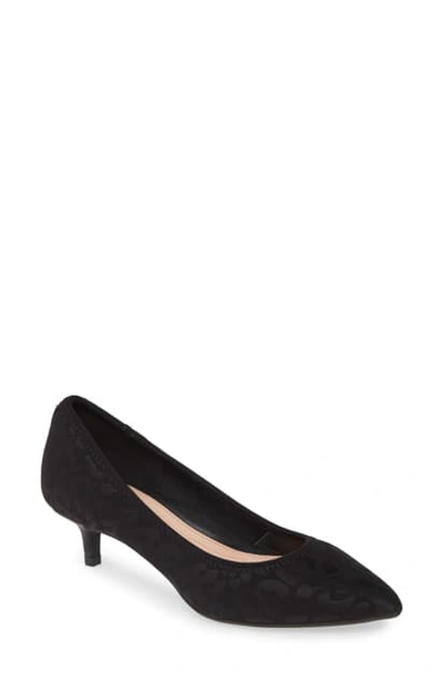 Taryn Rose Niki Stretch Linen Kitten-heel Pumps In Black Fabric