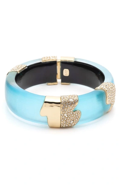 Alexis Bittar Crystal Encrusted Sectioned Hinge Bracelet, Turquoise In Light Turquoise