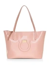 Ferragamo Gancio City Large Leather Tote Bag In Rose/gold