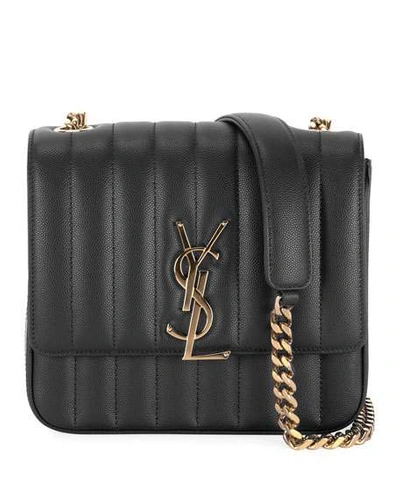 Saint Laurent Vicky Medium Monogram Ysl Quilted Shoulder Bag In Black