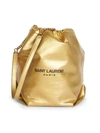 Saint Laurent Teddy Large Metallic Drawstring Bucket Bag In Gold