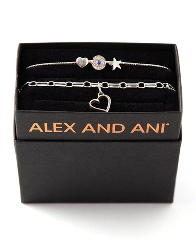 Alex And Ani Strength & Protection Bracelets, Set Of 2 In Silver