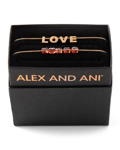 Alex And Ani Love & Crystal Bracelets, Set Of 2 In Gold