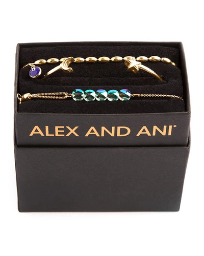 Alex And Ani Galaxy Moon & Star Bracelets, Set Of 3, Gold