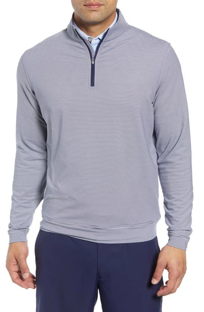 Peter Millar Perth Stripe Quarter Zip Performance Pullover In Navy/white