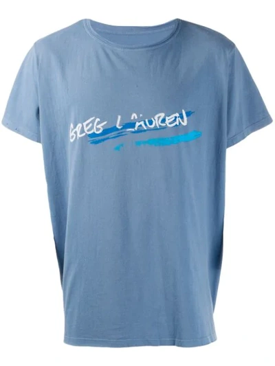 Greg Lauren Classic Gl Printed Cotton T-shirt In Blue