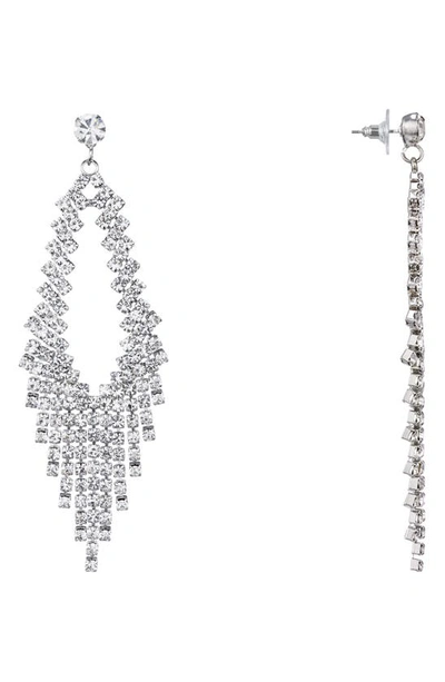 Nina Crystal Chandelier Earrings In Rhodium/ White Crystal