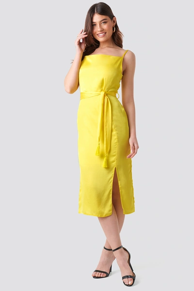 Trendyol Shoulder Strap Midi Dress - Yellow
