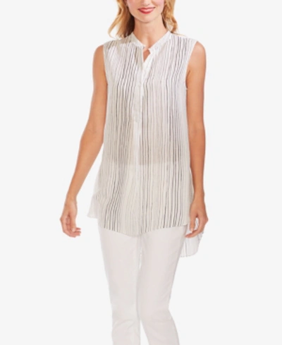 Vince Camuto Delicate Strands Striped High-low Tunic In New Ivory