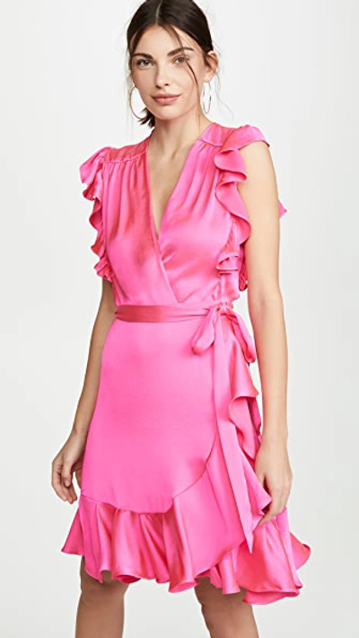 7 For All Mankind Sleeveless Ruffle Wrap Dress In Paradise Pink