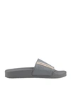 Brunello Cucinelli Striped Sliders In Grey