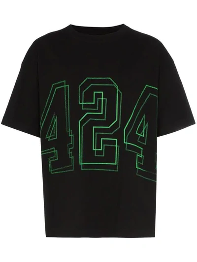 424 Logo Print Washed T-shirt In Black