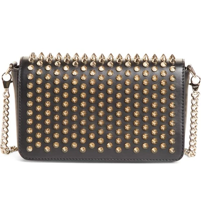 Christian Louboutin Zoompouch Spiked Leather Clutch - Black In Black/ Gold
