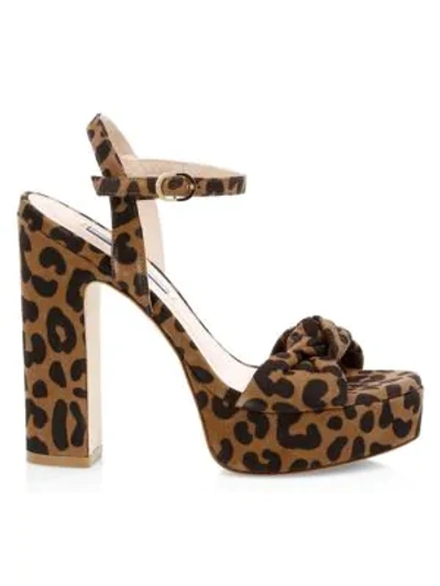 Stuart Weitzman Women's Mirri Cheetah-print Leather Platform Sandals In Camel Cheetah Suede