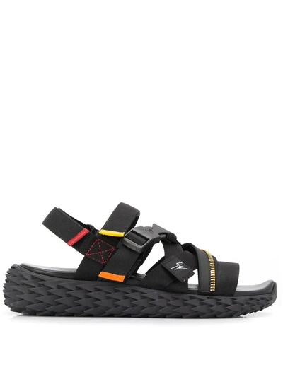 Giuseppe Zanotti Cross-strap Zip Detail Sandals In Black