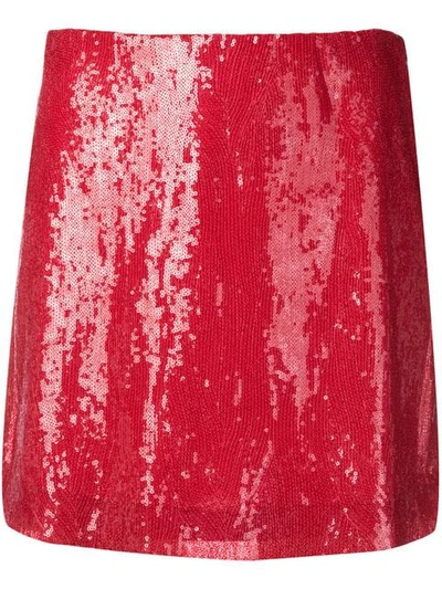 Alberta Ferretti Mini Sequin Skirt - Red In Red