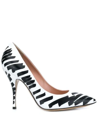 Moschino 100mm Brush Strokes Leather Pumps In White