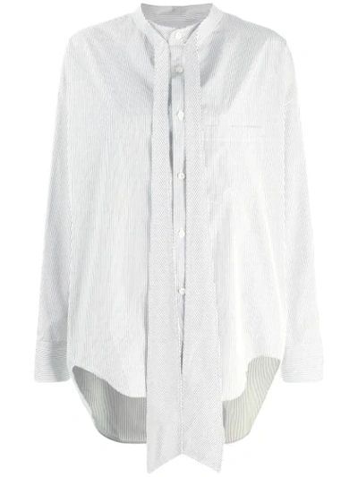Balenciaga Logo Print Tie-neck Shirt In White