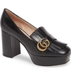 Gucci Marmont Kiltie Platform Pumps In Black