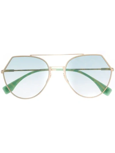 Fendi Aviator Style Sunglasses In Green