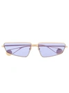 Gucci Eyewear Rectangular Frame Sunglasses - Gold