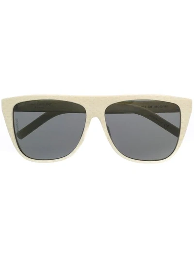 Saint Laurent Snakeskin Effect Square Sunglasses In Nude
