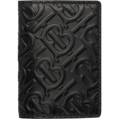 Burberry Monogram Leather Bifold Card Case In Black