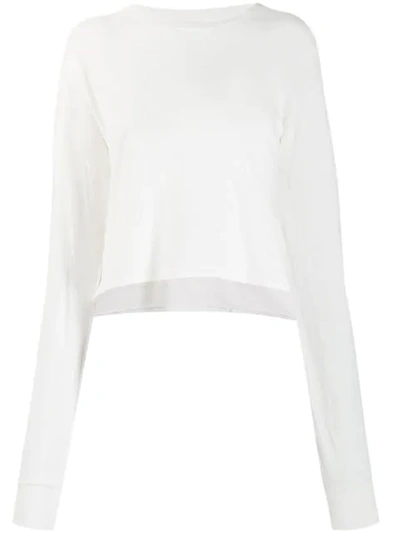 John Elliott Jersey Long-sleeved Cropped T-shirt In White