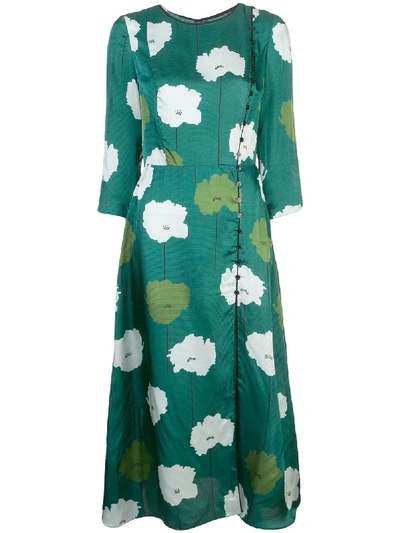 Carolina Herrera Floral-printed Midi Dress In Green