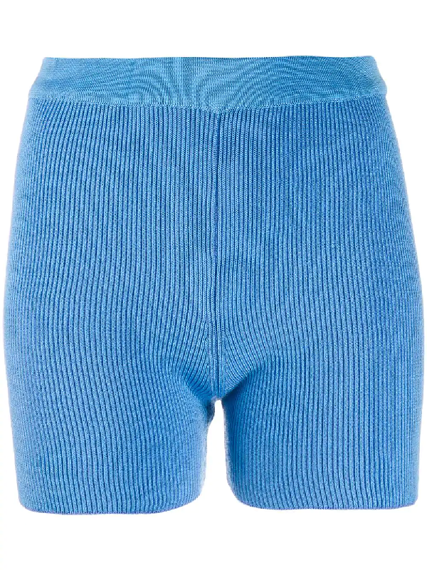 Jacquemus Arancia Ribbed-knit Shorts In Blue | ModeSens