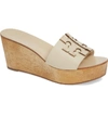 Tory Burch Ines 80mm Wedge Slide Sandals In New Cream / Gold