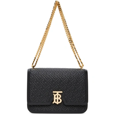 Burberry Medium Quilted Monogram Lambskin Tb Bag In Black