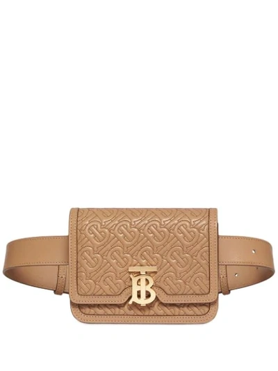 Burberry Belted Quilted Monogram Lambskin Tb Bag In Neutrals