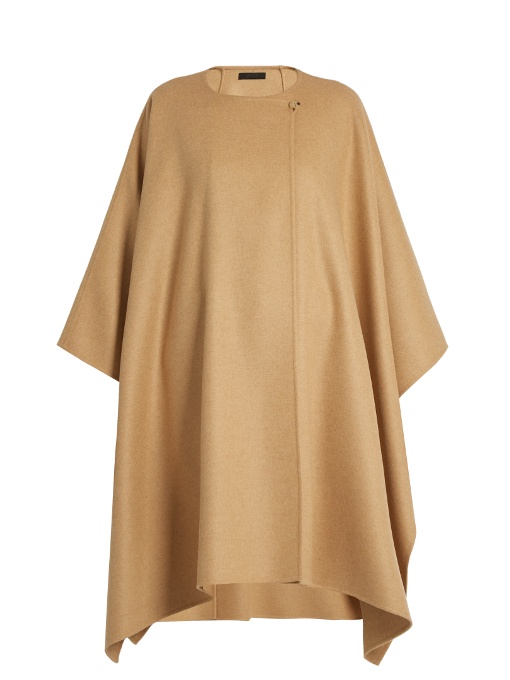 The Row Marcella Wool And Cashmere-blend Cape In Camel Brown | ModeSens