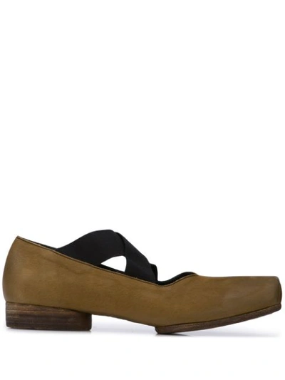 Uma Wang Crossover Strap Ballerina Shoes In Brown