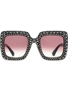 Gucci Crystal-embellished Square Acetate Sunglasses In Shiny Black W/ Star Crystals