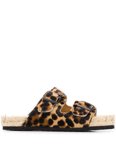 Manebi Nordic Leopard-print Calf Hair Espadrille Sandals In Brown